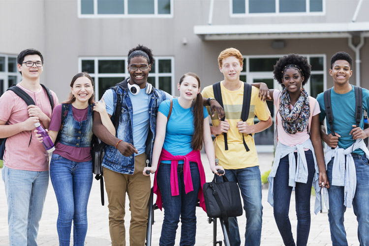 High school kids smiling